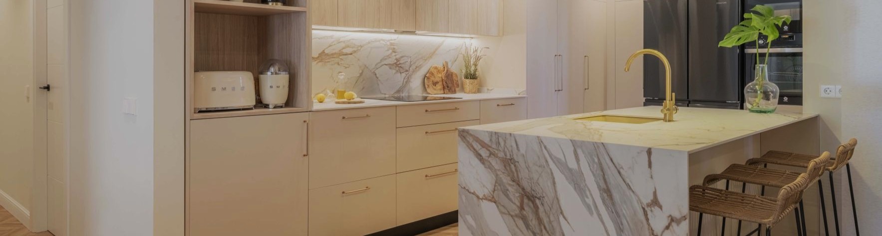 Projects created with Finsa surfaces, exclusively distributed by Lux Kitchen Design